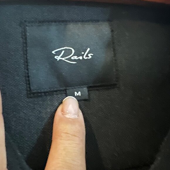 Rails Washed Black Berkeley Brushed Knit Long Sleeve Shirt Shacket Mens Medium - Picture 8 of 8